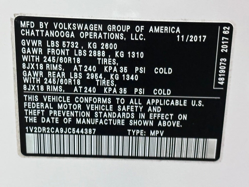 2018 Volkswagen Atlas 3.6L V6 SE w/Technology