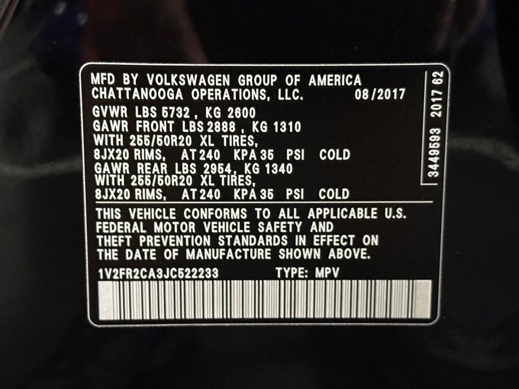2018 Volkswagen Atlas 3.6L V6 SE w/Technology