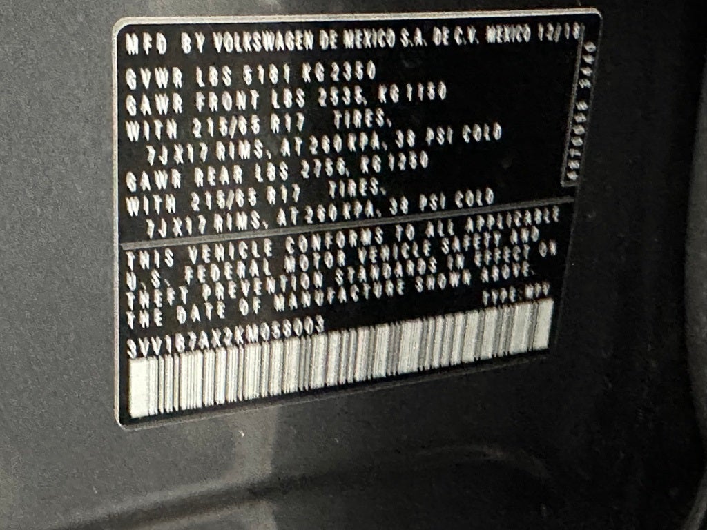 2019 Volkswagen Tiguan 2.0T S