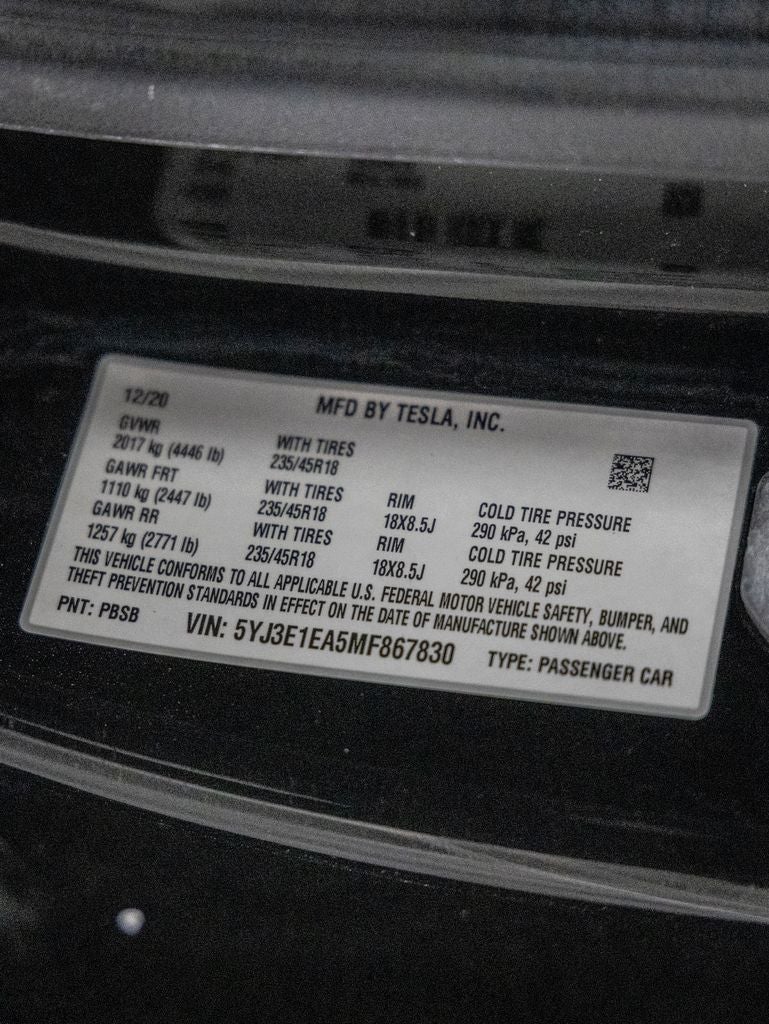 2021 Tesla Model 3 Standard Range Plus