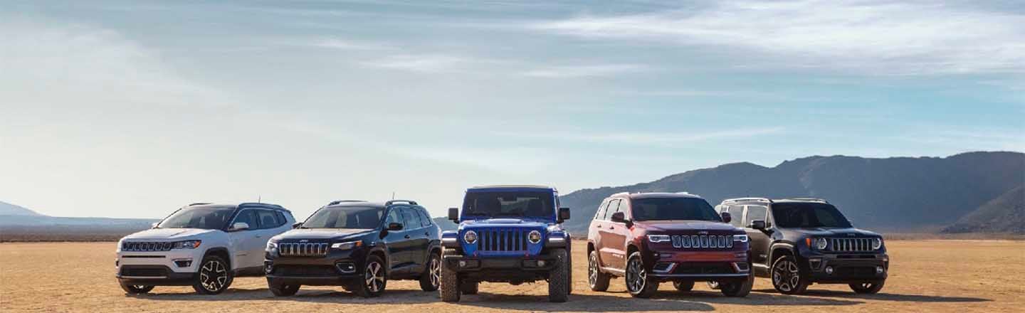 image SUV's lined up in a desert scape